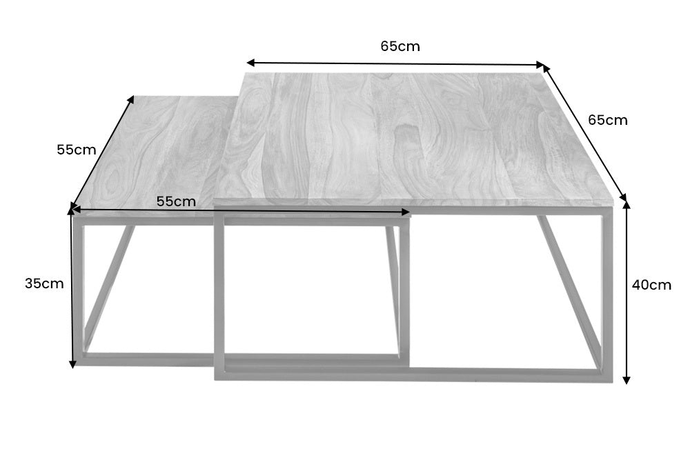 Couchtisch ELEMENTS 55-65cm 2er Set Sheesham Holz