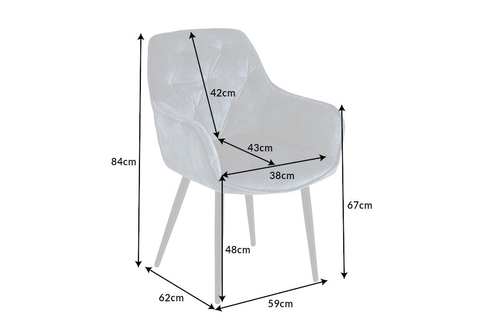 Chair MILANO with armrests velvet teal
