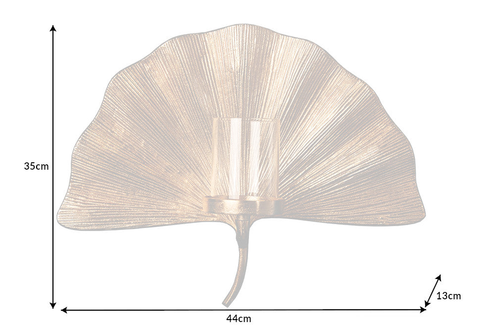 Wall decoration candleholder GINKGO gold