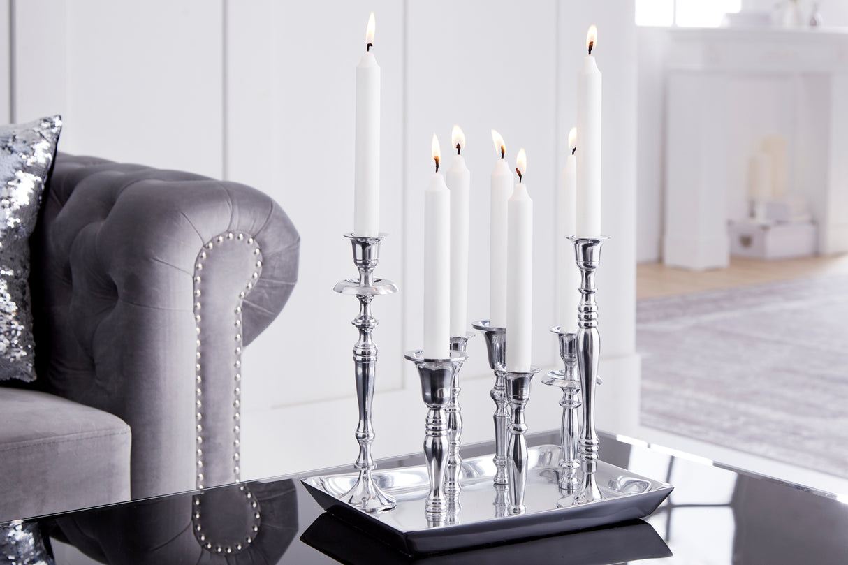 Candleholder MODERN BAROCK 7 flames silver aluminium