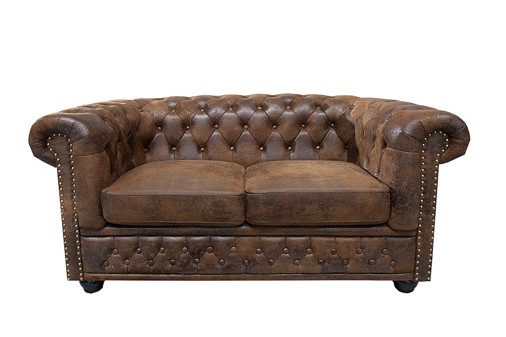 Sofa CHESTERFIELD 2-Sitzer Antikoptik braun