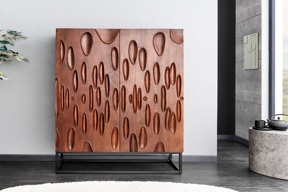 Highboard DUNE 120cm 3D acacia wood dark walnut brown