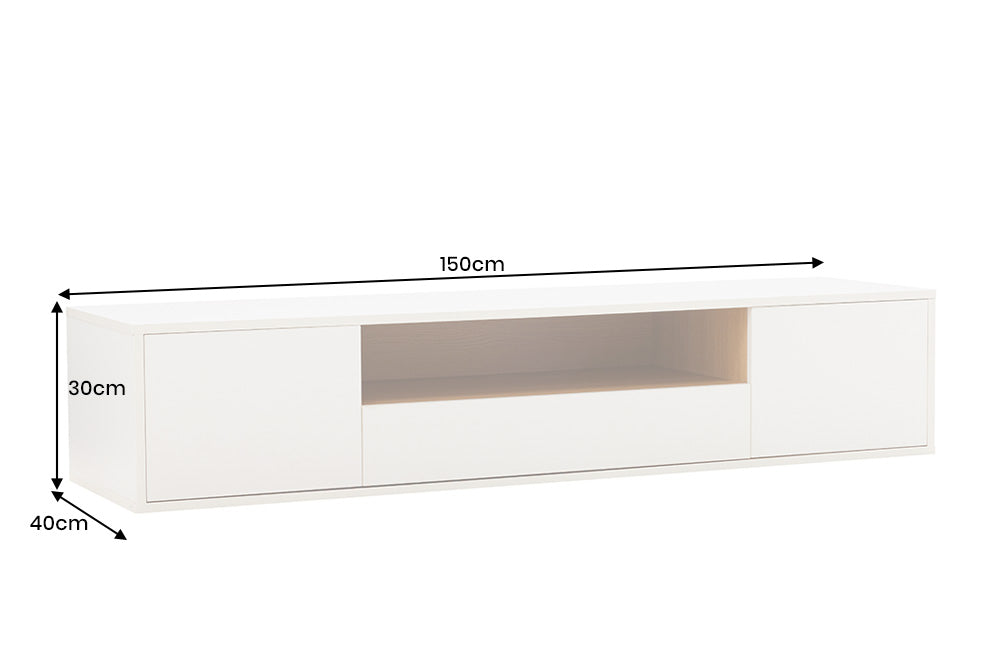 TV-Board LOFT 150cm hanging white natural