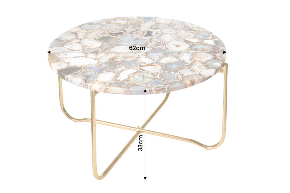 Coffee table NOBLE 65cm agate blue w/ removable plate white