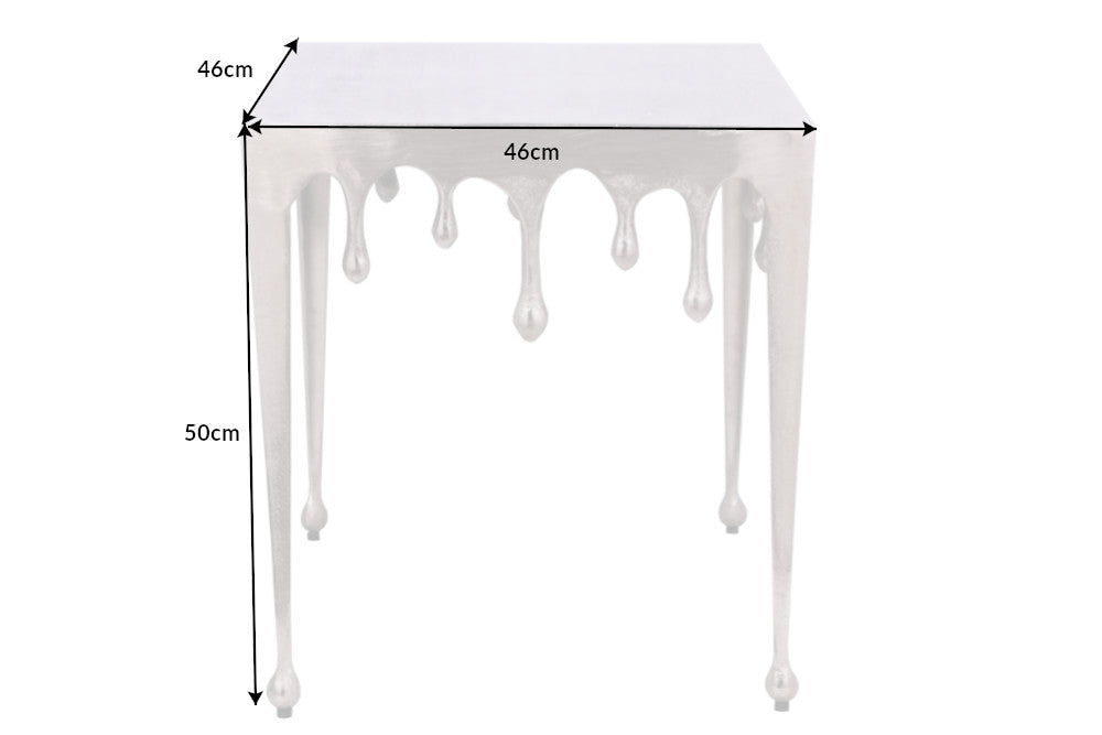 Side table LIQUID LINE L 50cm square silver