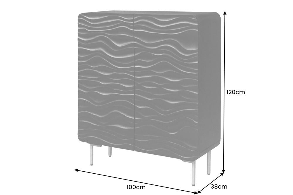 Highboard WAVE 120cm Mangoholz schwarz
