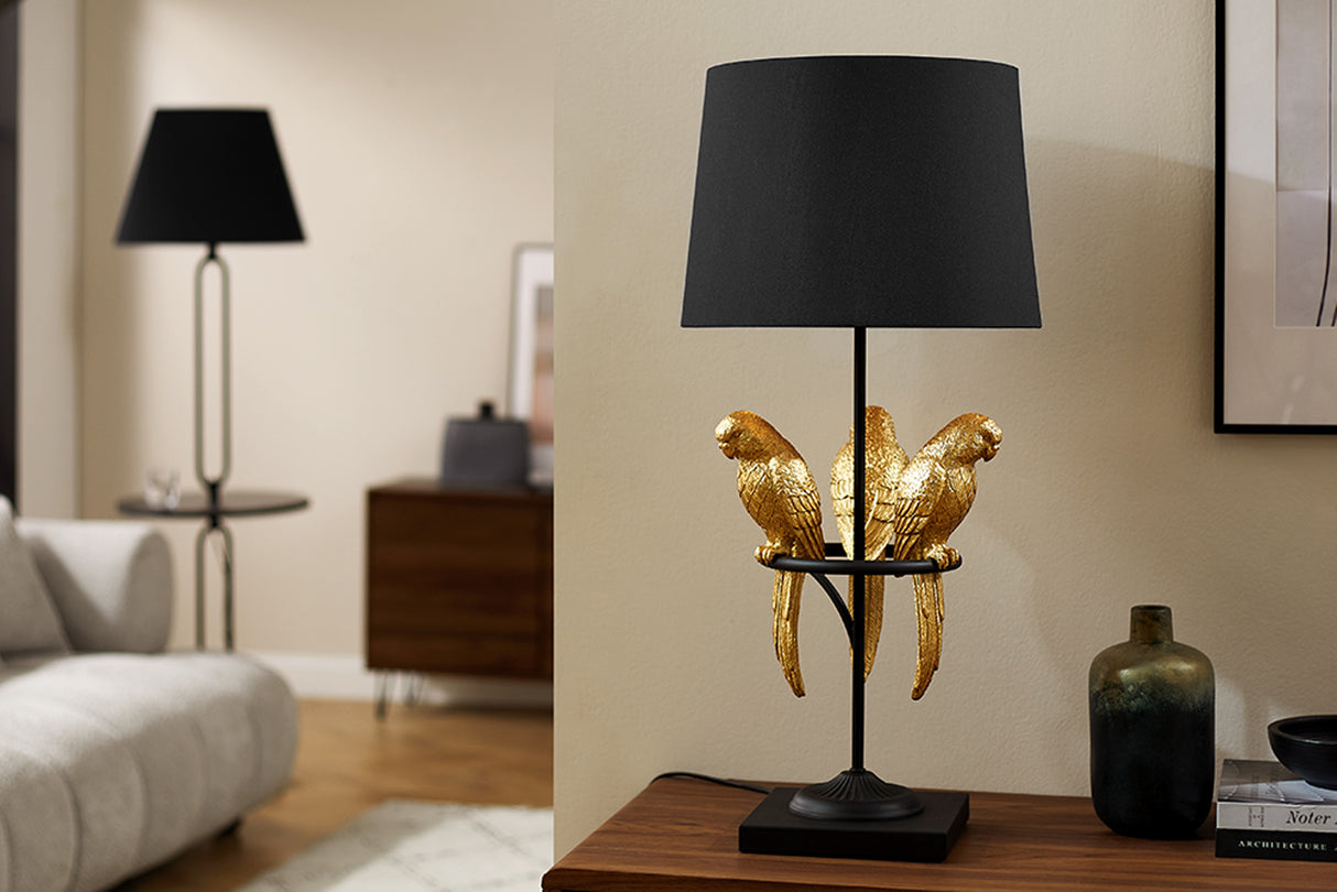 Table lamp WILDLIFE 75cm golden parrots polyresin