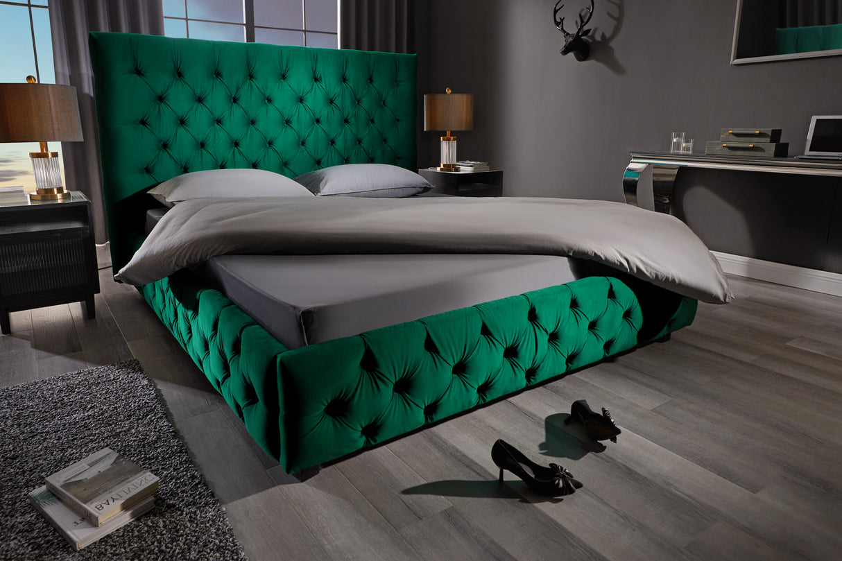 Bett PARIS CHESTERFIELD 180x200cm Samt dunkelgrün