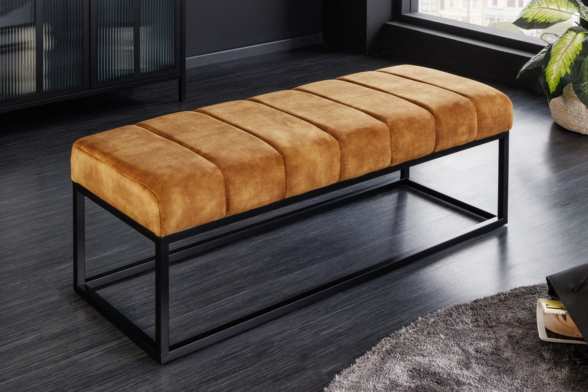 Bench PETIT BEAUTÉ 110cm velvet mustard yellow