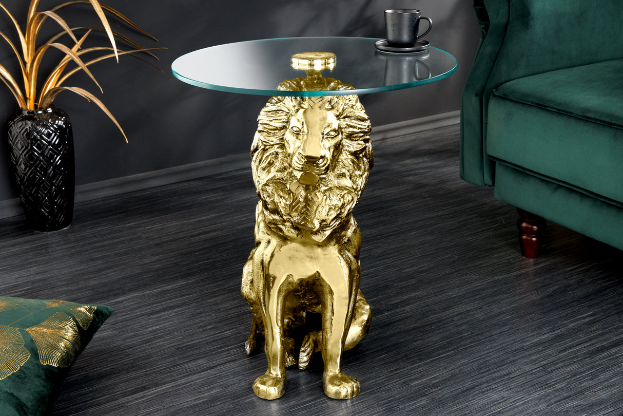 Beistelltisch WILDLIFE LION 60cm Antik Gold