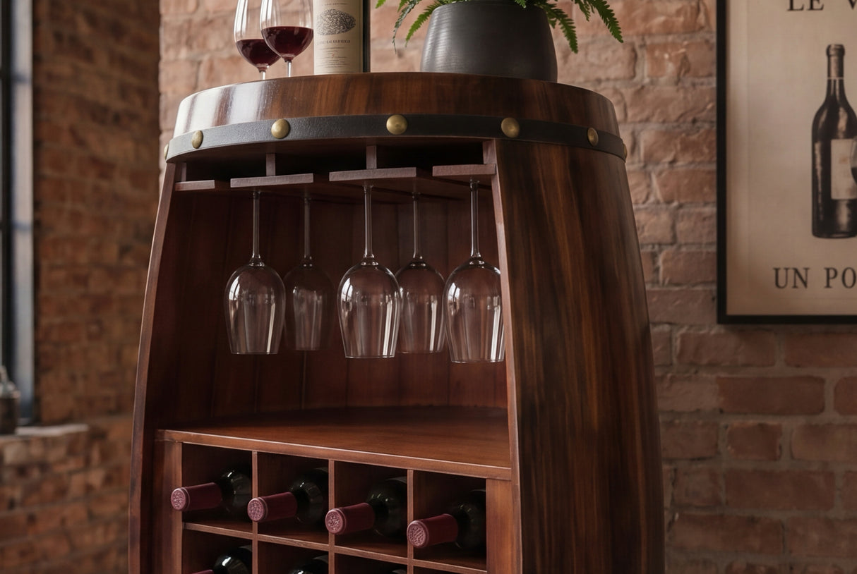 Wine shelf BODEGA 100cm for 24 bottles massive fir wood brown