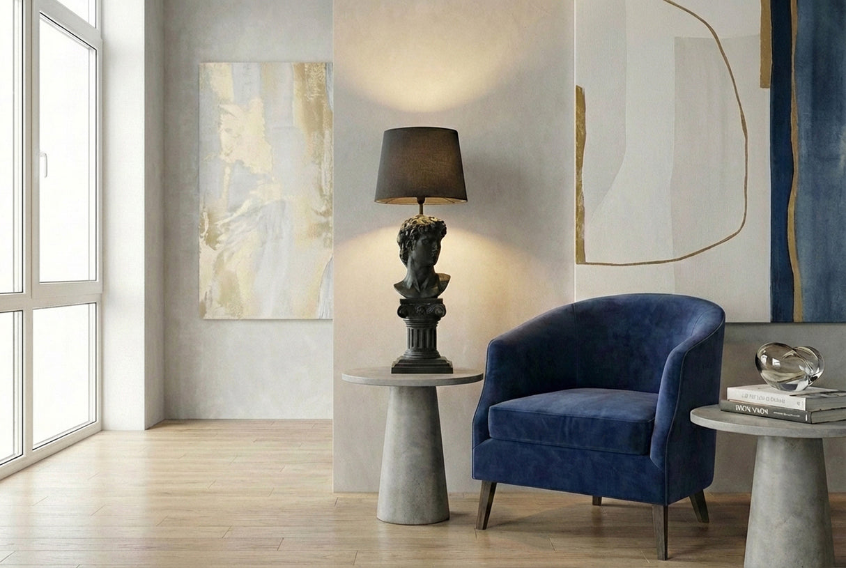 Table lamp DAVID 70cm skulpture black