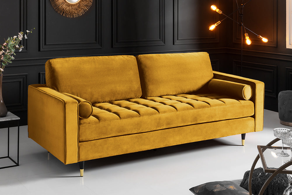 Sofa COZY VELVET 220cm 3-Sitzer Samt senfgelb