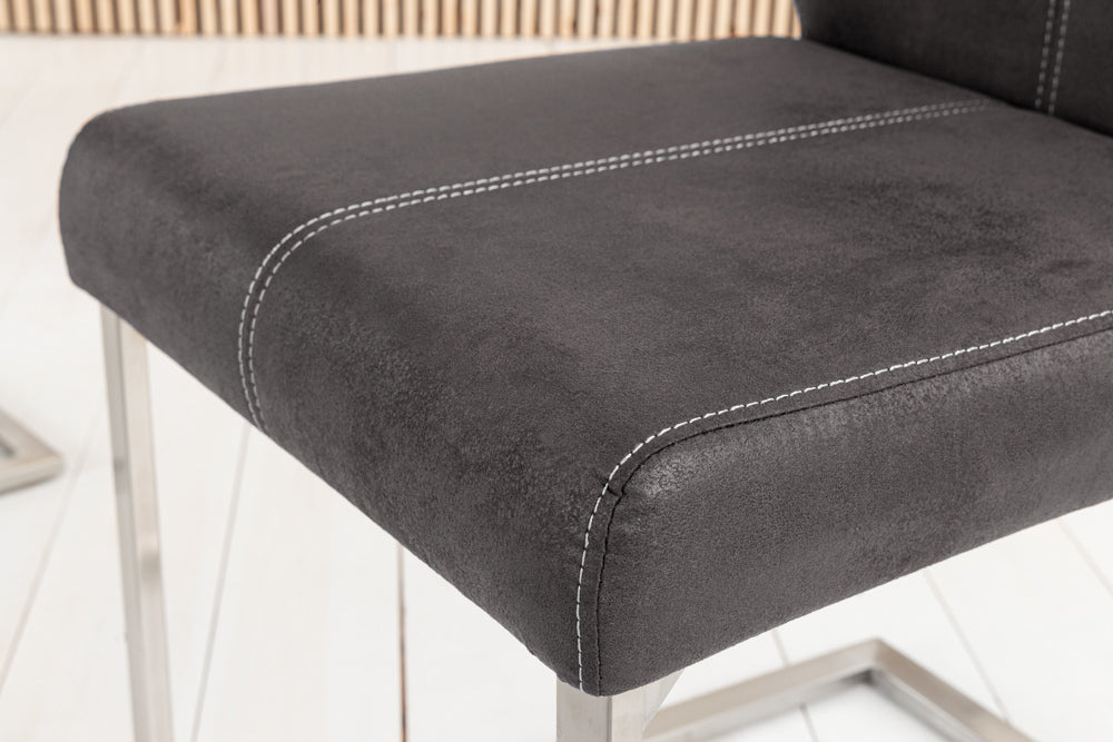 Cantilever chair SAMSON w/ silver handle microfibre grey