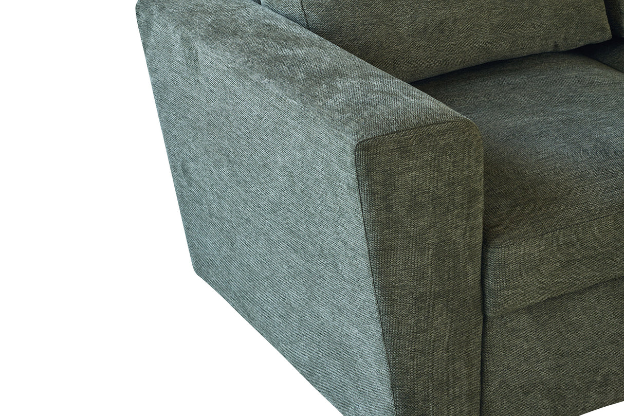 Sofa bed APARTMENT 245cm 3-seater w/ ottoman and storage space textured fabric green