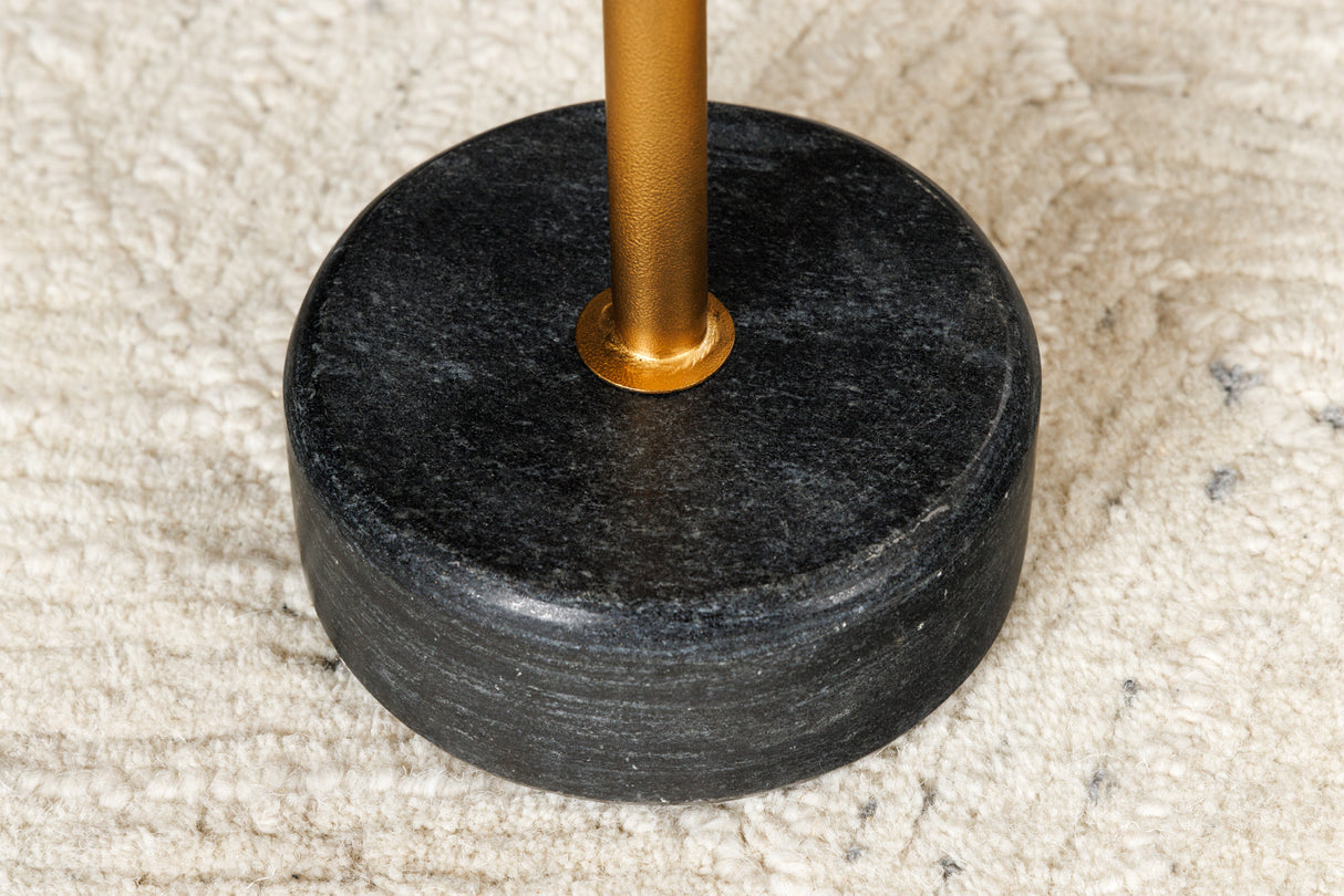 Beistelltisch TRAYFUL 60cm grauer Marmorsockel goldener Rahmen und Platte