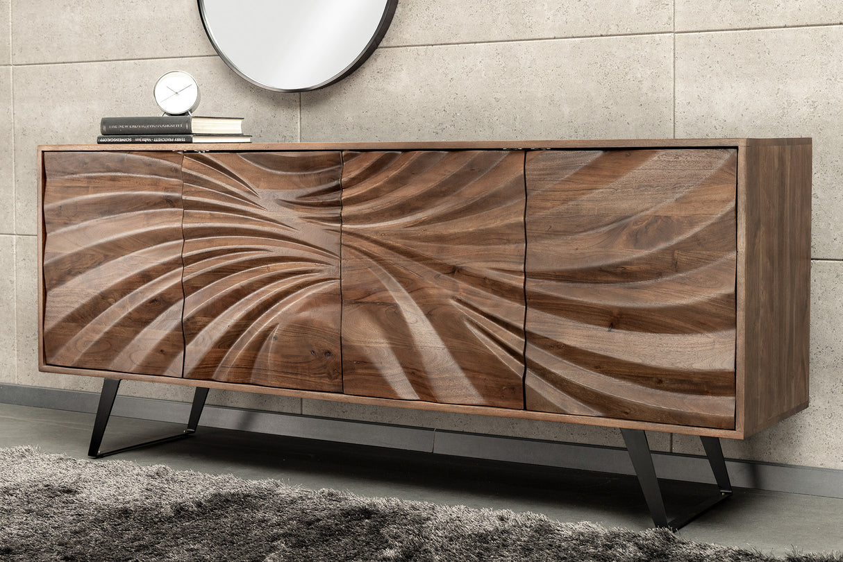 Sideboard HURRICANE 175cm 3D Akazienholz braun
