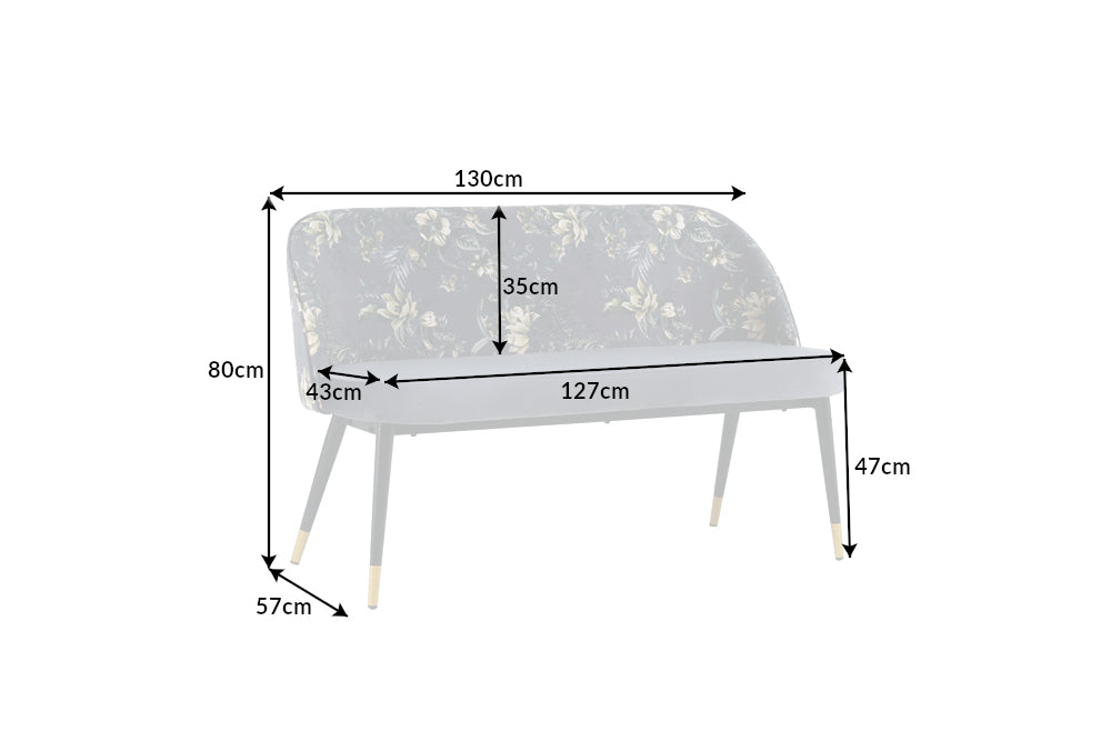 Bank PRÊT-À-PORTER BOUTIQUE 130cm samtgrau