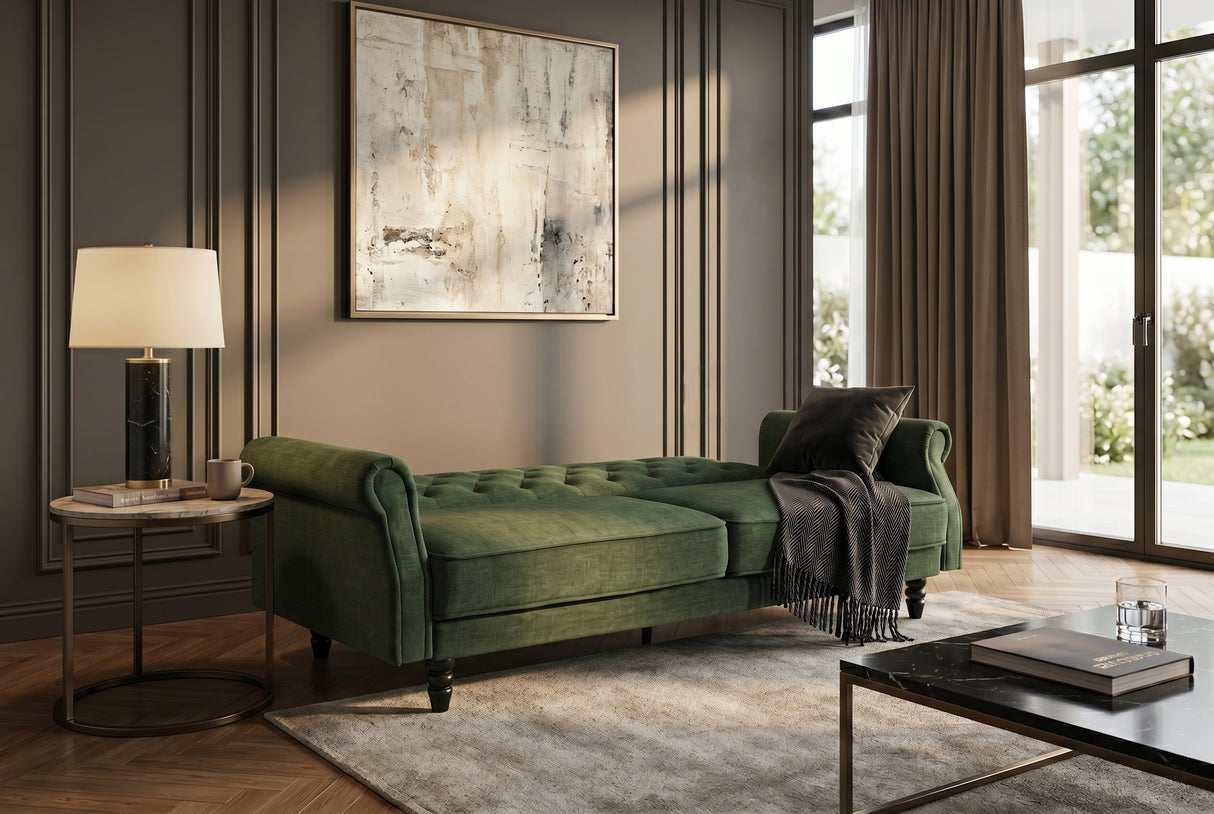 Sofa bed MAISON BELLE AFFAIRE 220cm vogue velour velvet moss green