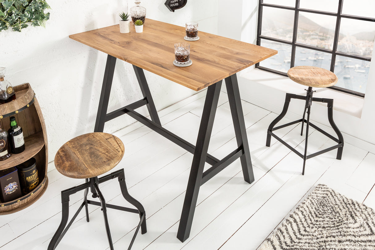 Bar bistro table CASTLE 120cm wild oak natural in industrial style