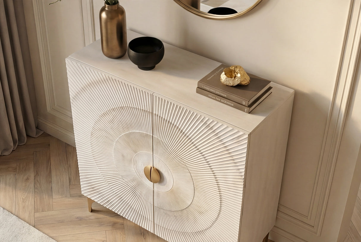 Highboard GOLDEN SUNSET 120cm 3D mango wood white