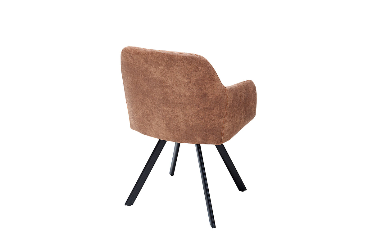 Chair LUCCA with armrests microfibre vintage brown