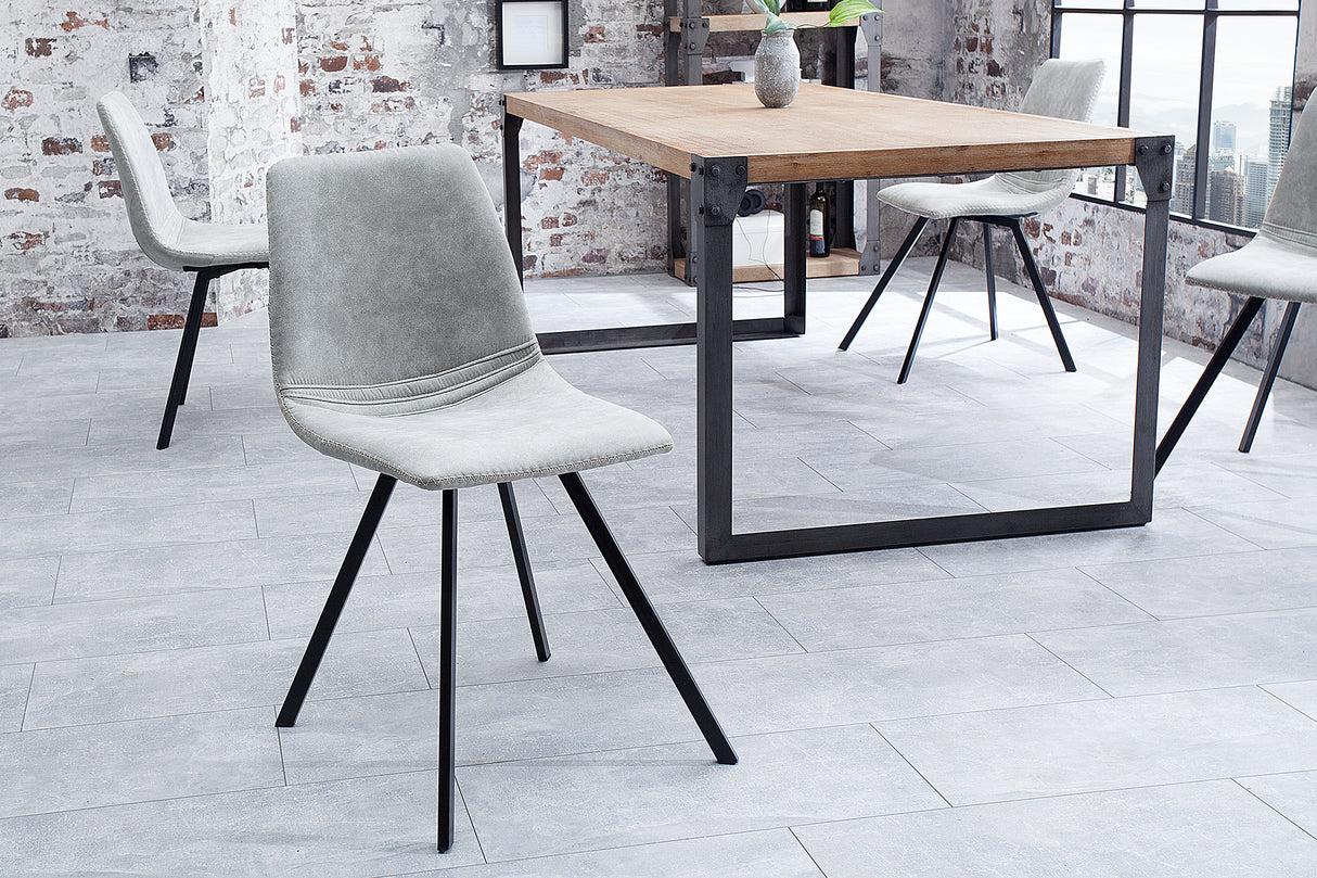 Stuhl AMSTERDAM Retrostil Mikrofaser steingrau