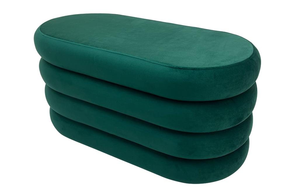 Polsterbank VOGUE 85cm oval m. Stauraum Samt grün