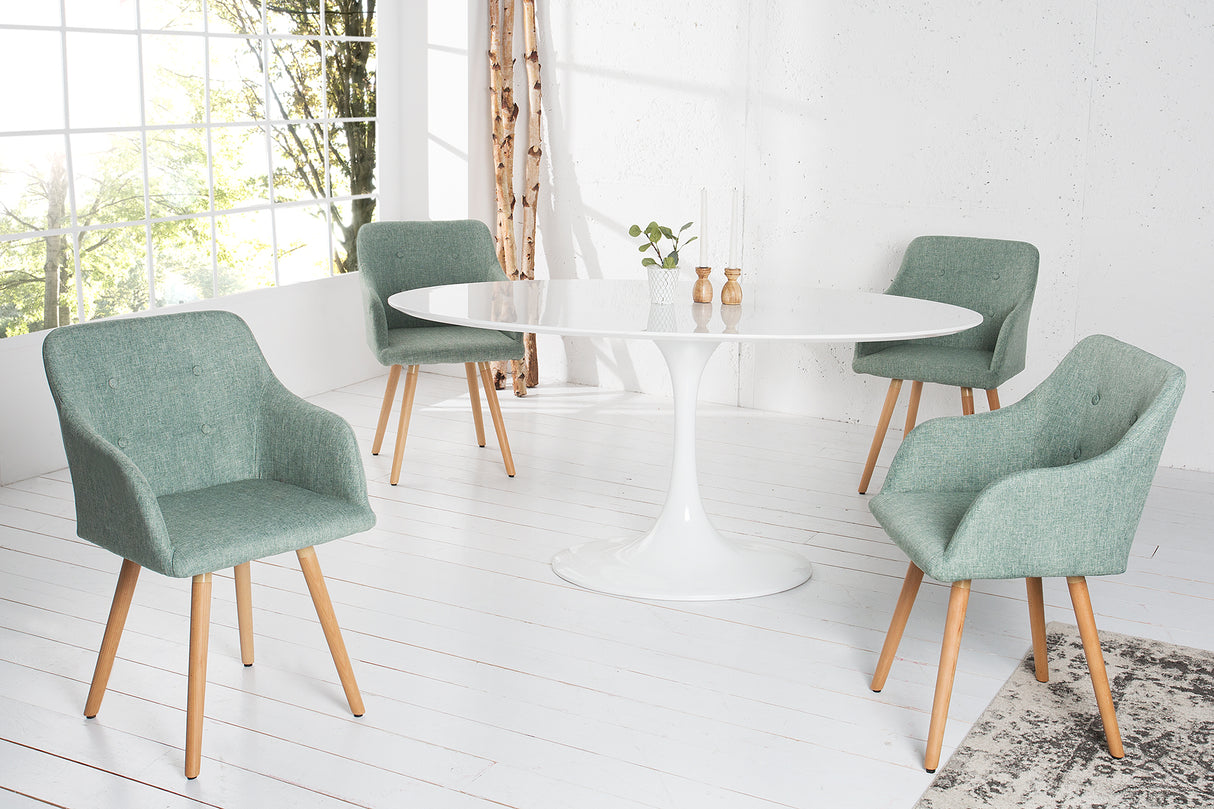 Chair SCANDINAVIA with armrests textured fabric green