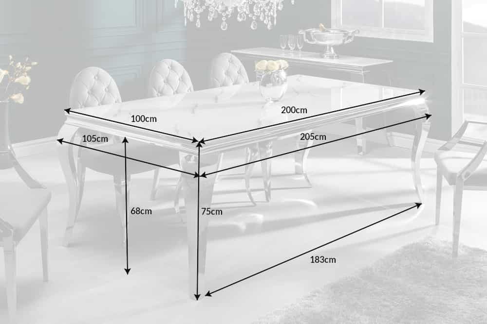 Esstisch MODERN BAROCK 200cm Marmoroptik Hartglas