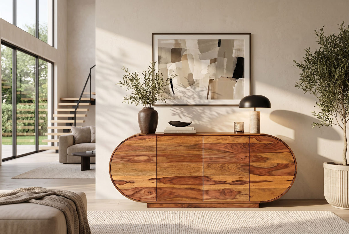 Sideboard ORGANIKO 180cm oval sheesham wood brown