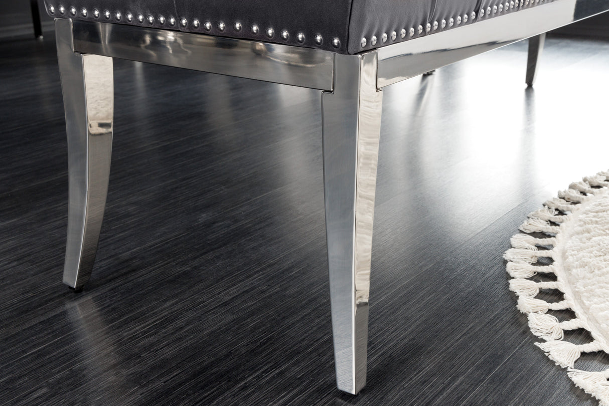 Sitzbank CASTLE DELUXE 165cm samtgrau im Barockstil