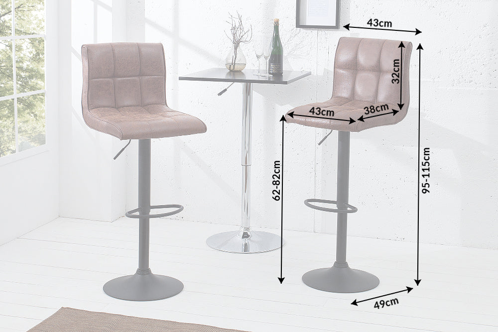 Barhocker MODENA 95-115cm Mikrofaser vintage braun