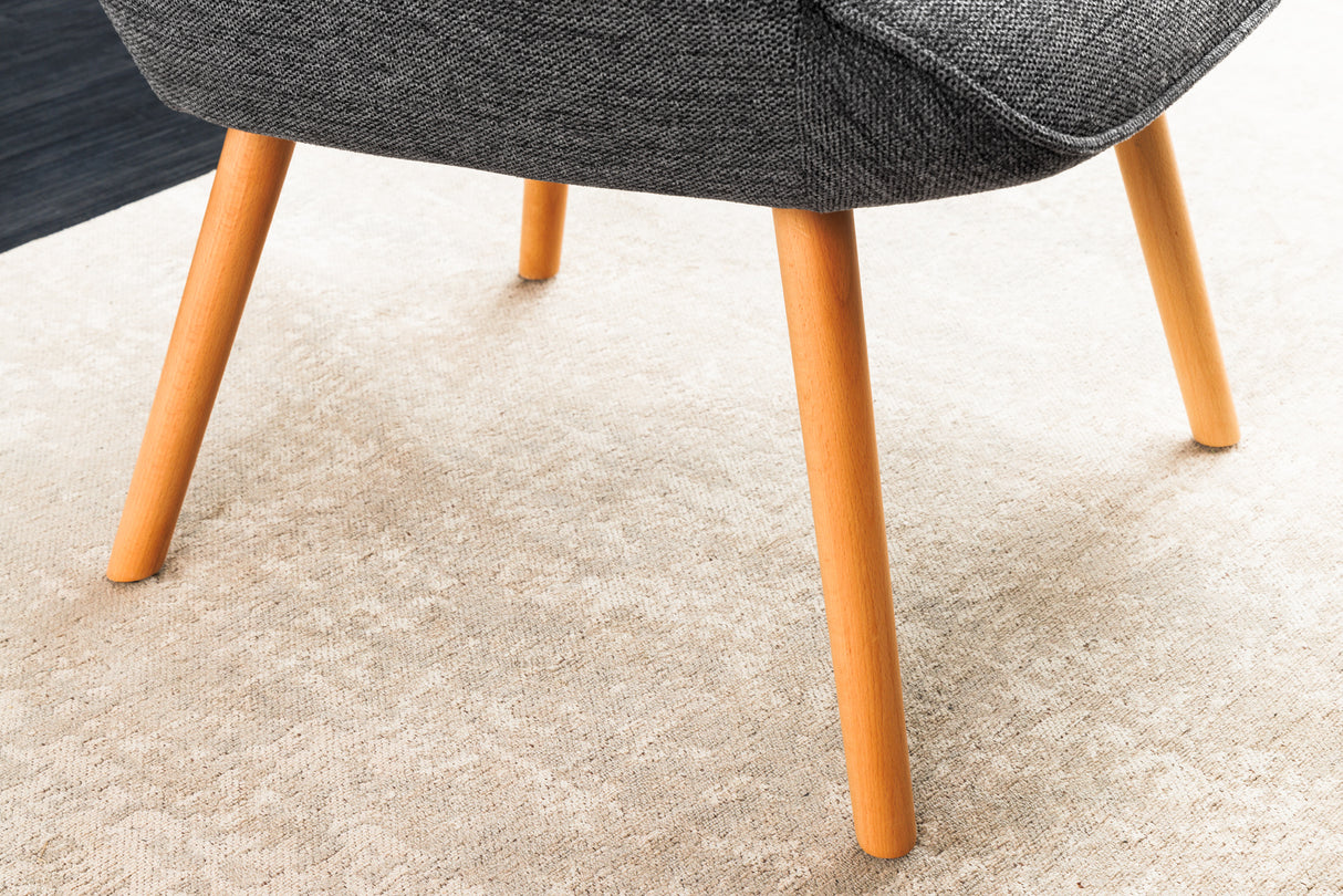 Armchair SCANDINAVIA with armrests textured fabric grey