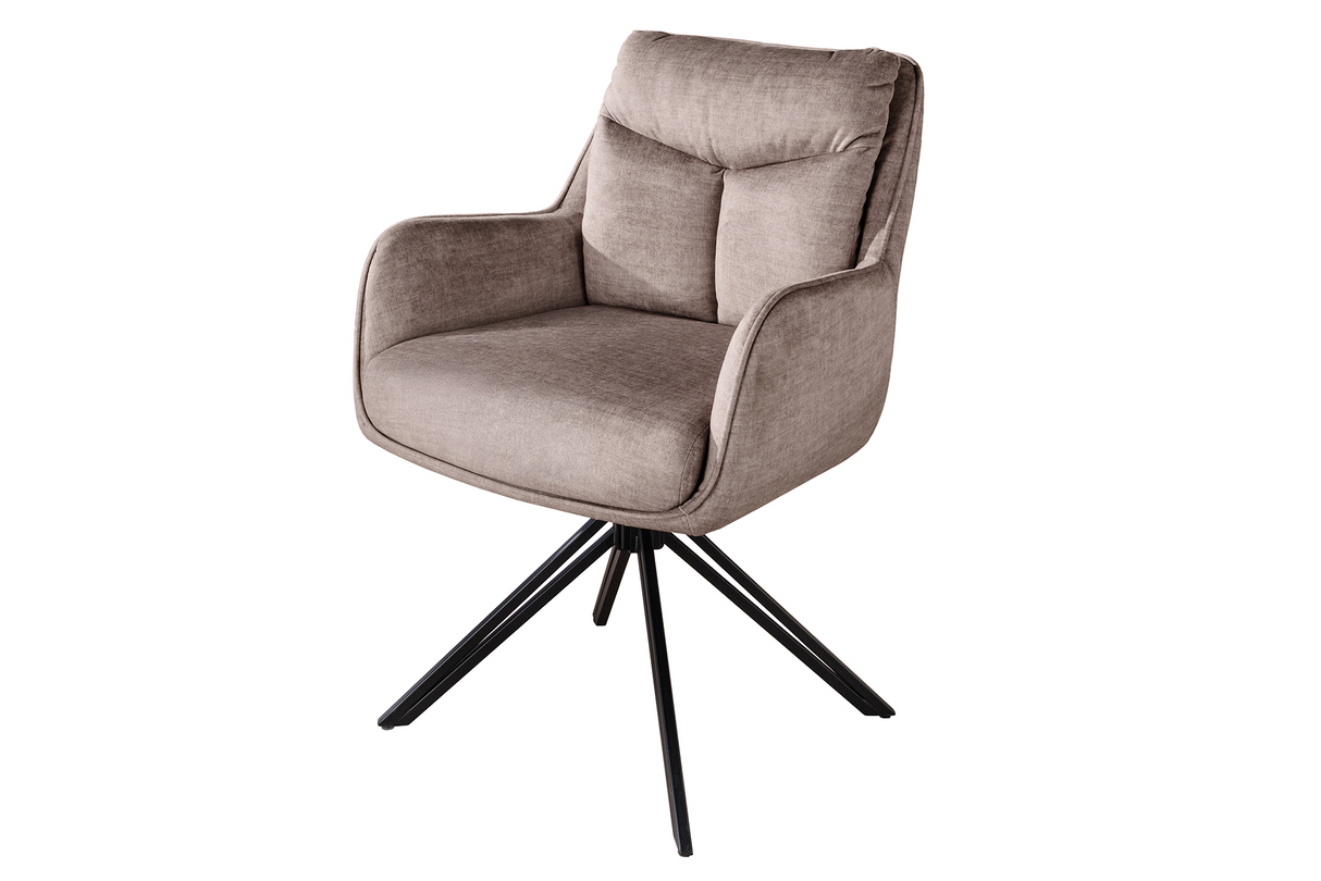 Swivel chair PROMETHEUS rotatable 180° w/ armrests vogue velour velvet taupe