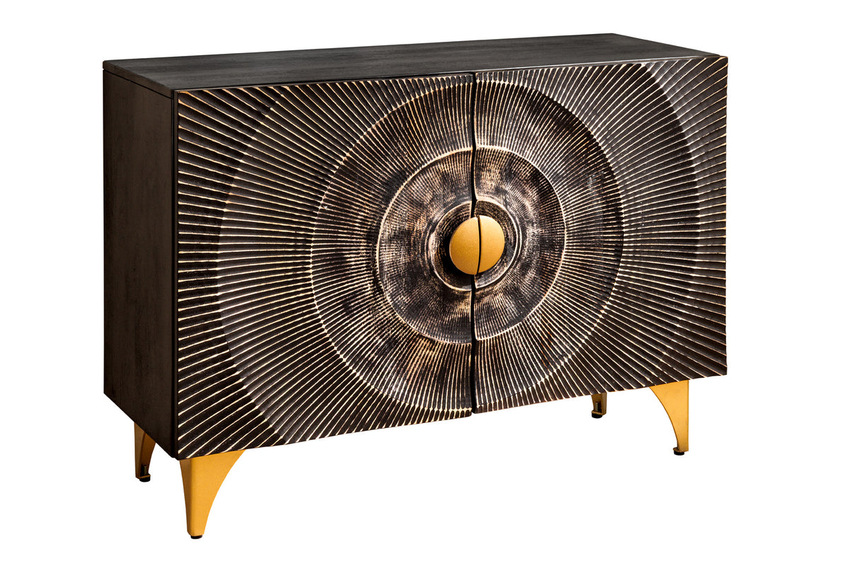 Sideboard GOLDEN SUNSET 100cm 3D mango wood black gold