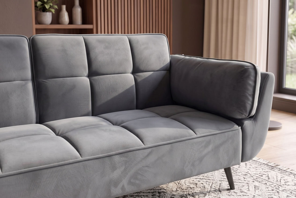 Schlafsofa BOUTIQUE 215cm mit Armlehnen Samt grau
