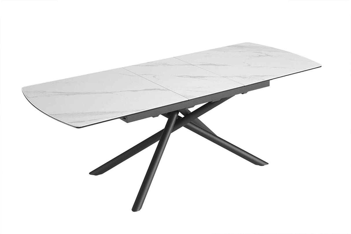 Dining table MIKADO 180-230cm extendable ceramic white marble top