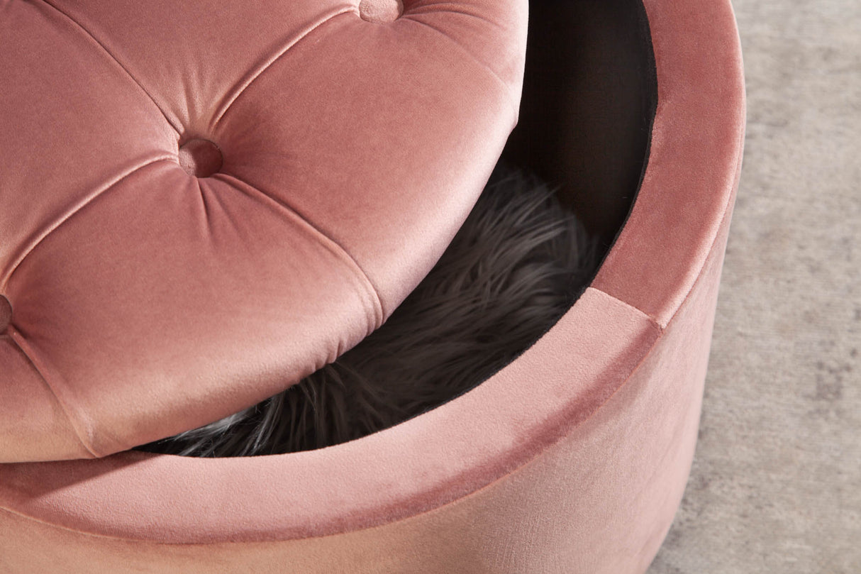 Stool MODERN BAROCK STORAGE 50cm velvet dusky pink
