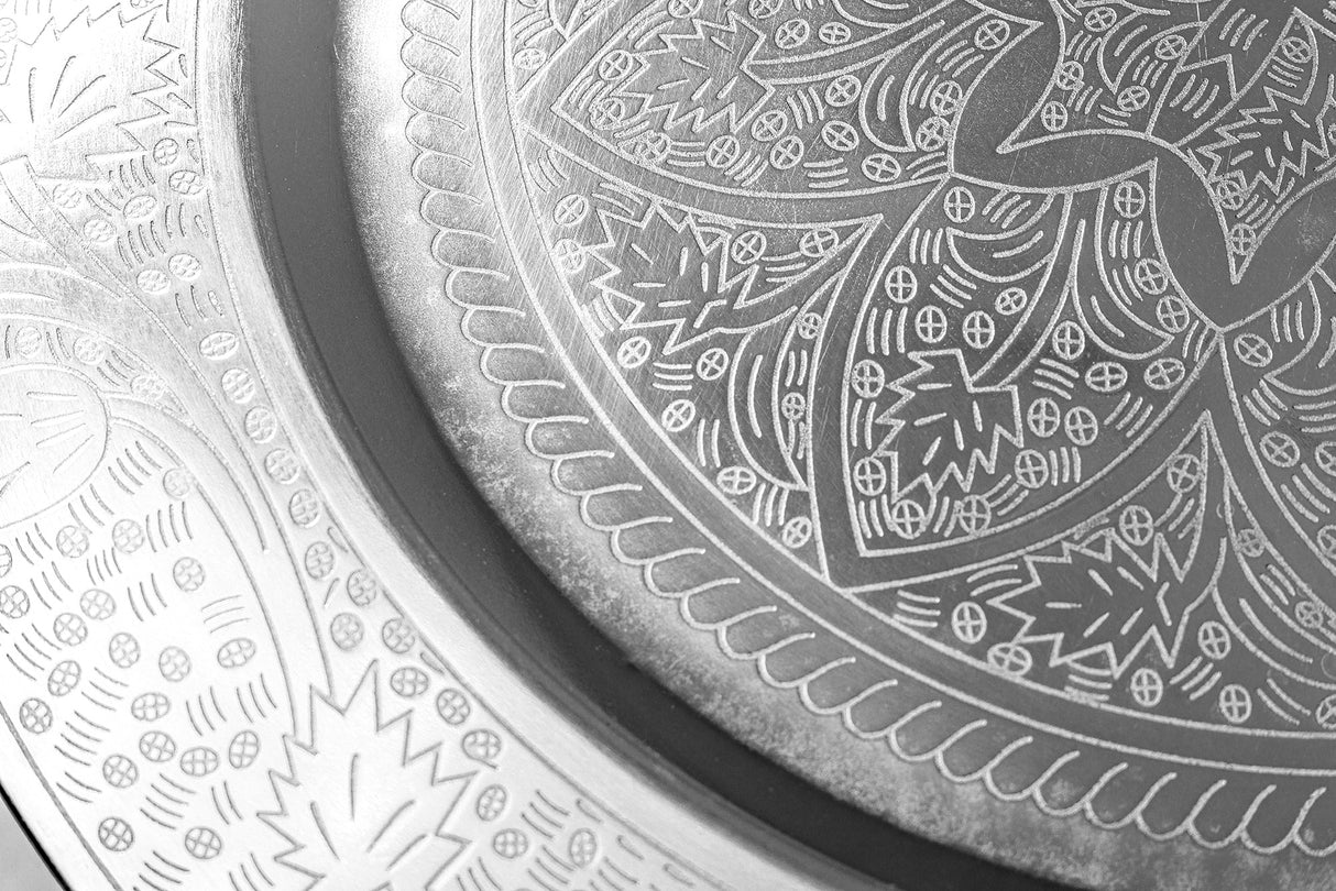 Beistelltisch MARRAKESH 40cm silber Hammerschlag Design abnehmbares Tablett