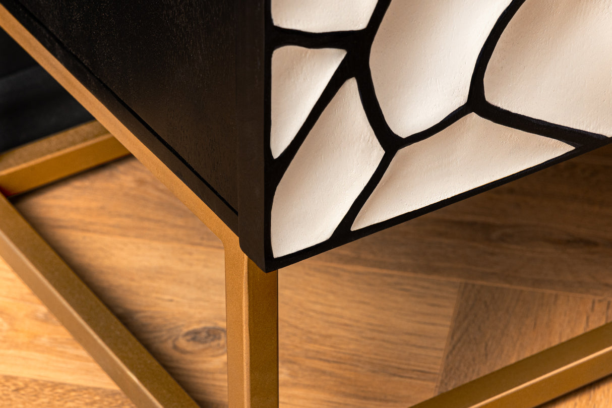 Highboard VULCANO 120cm 3D mosaic mango wood black white