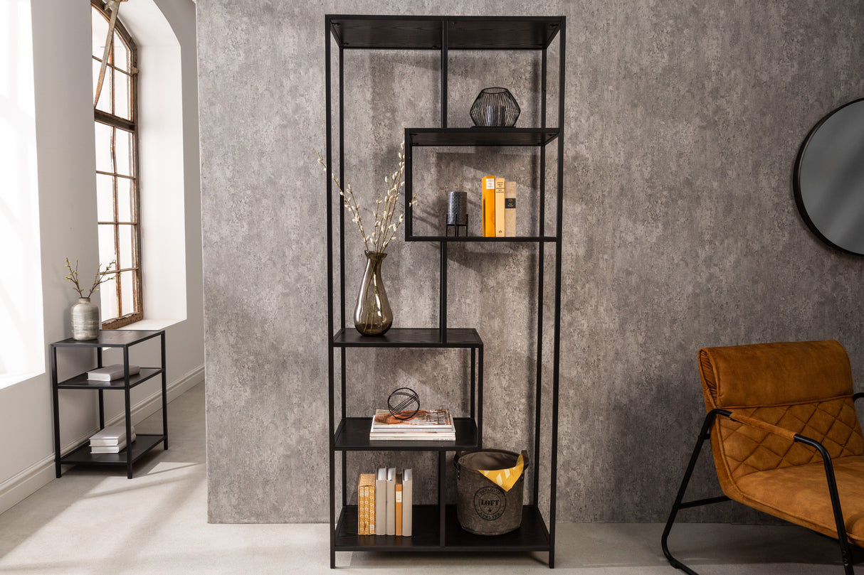 Regal SLIM LINE 185x77cm Esche Holzoptik schwarz