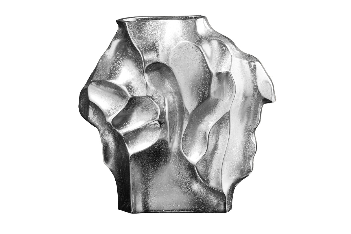 Vase LIQUID 30cm Hammerschlageffekt silber
