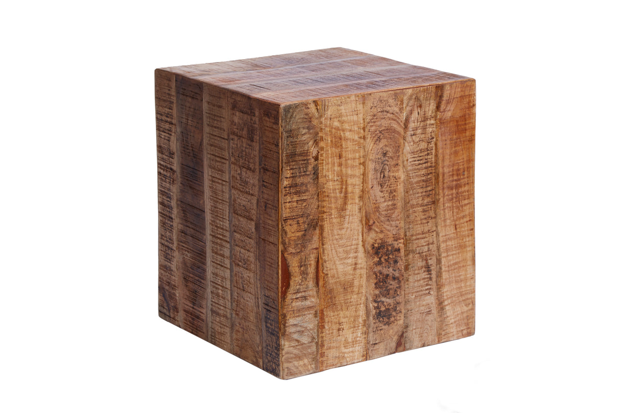 Side table stool FACTORY 40cm with wheels mango wood natural
