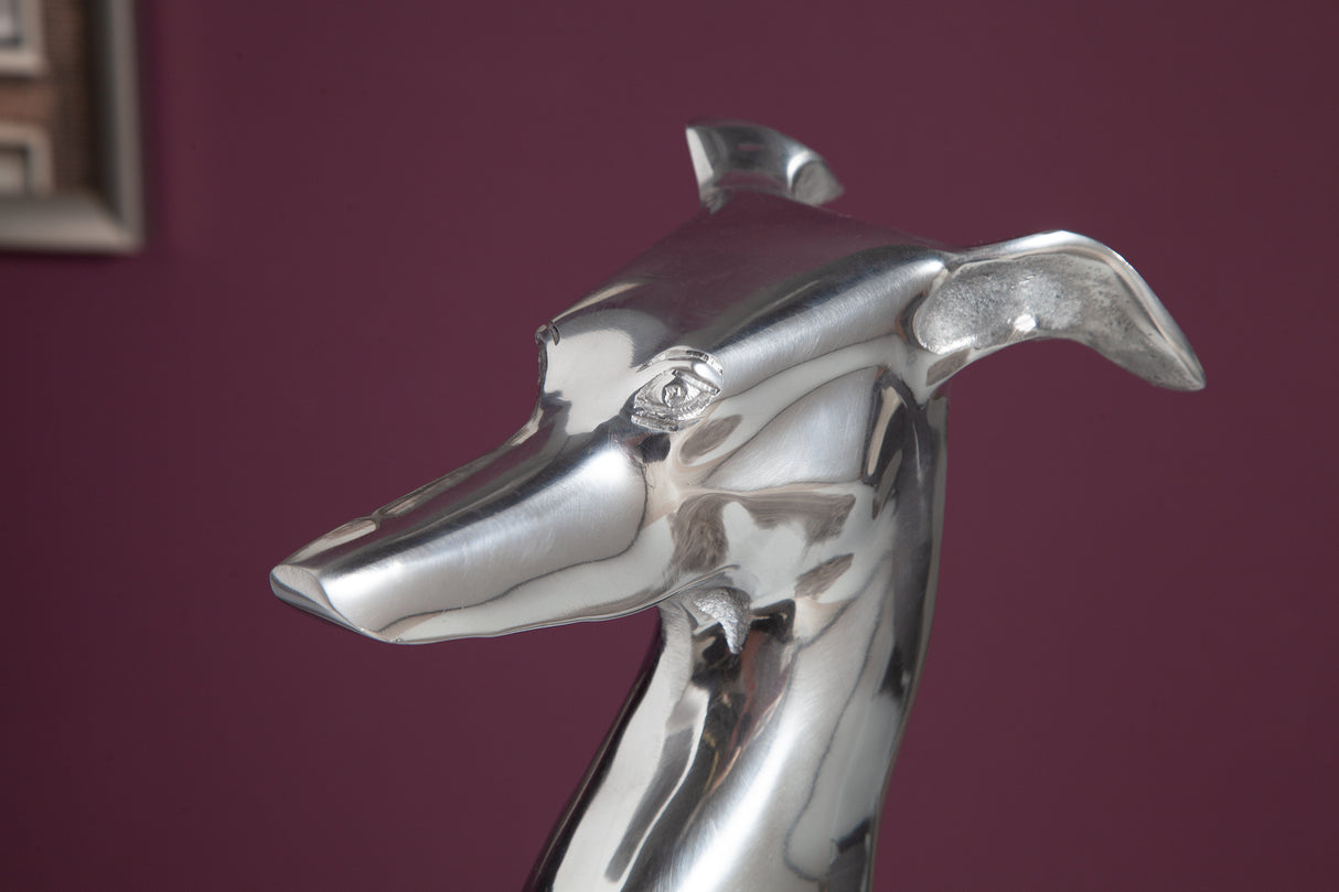 Sculpture GREYHOUND 70cm silver aluminium