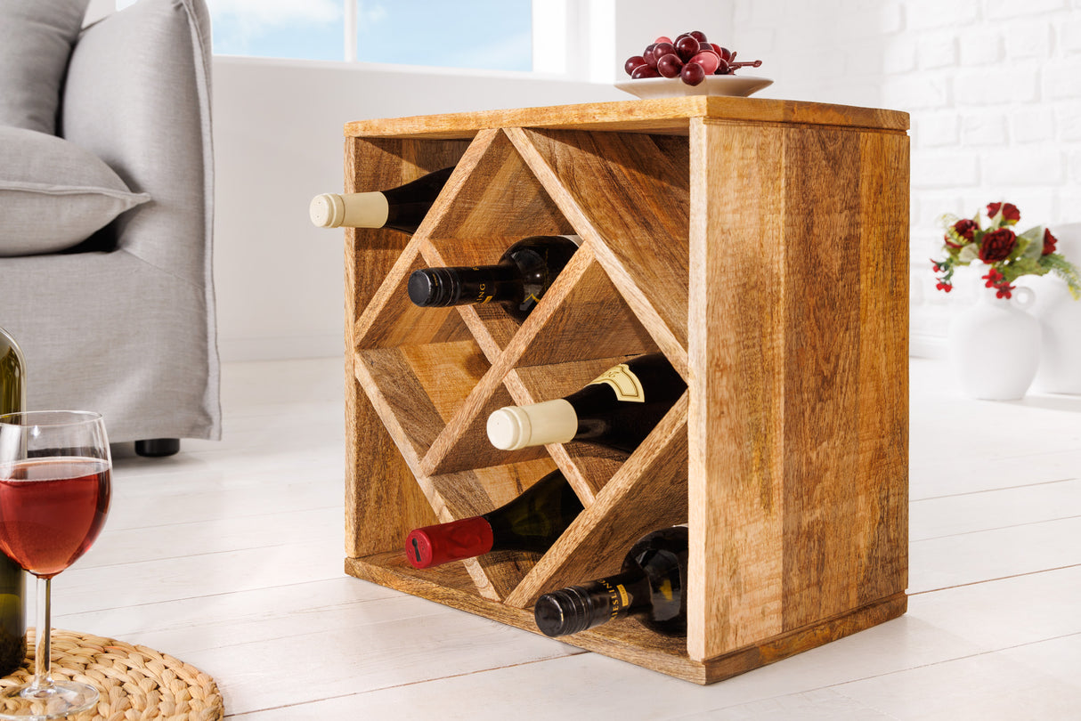 Wine shelf CUBUS 40cm for 8 bottles mango wood