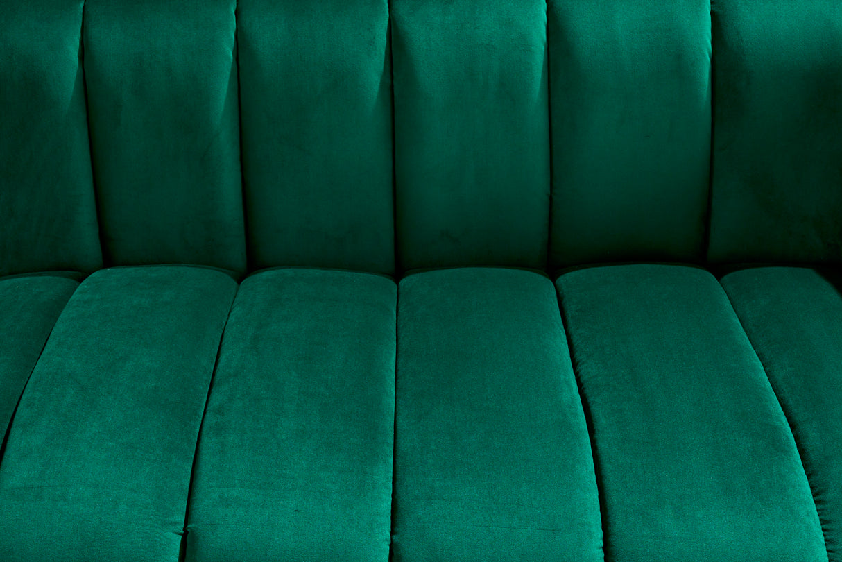 Sofa NOBLESSE 165cm 2-Sitzer Samt smaragdgrün mit goldenen Füßen