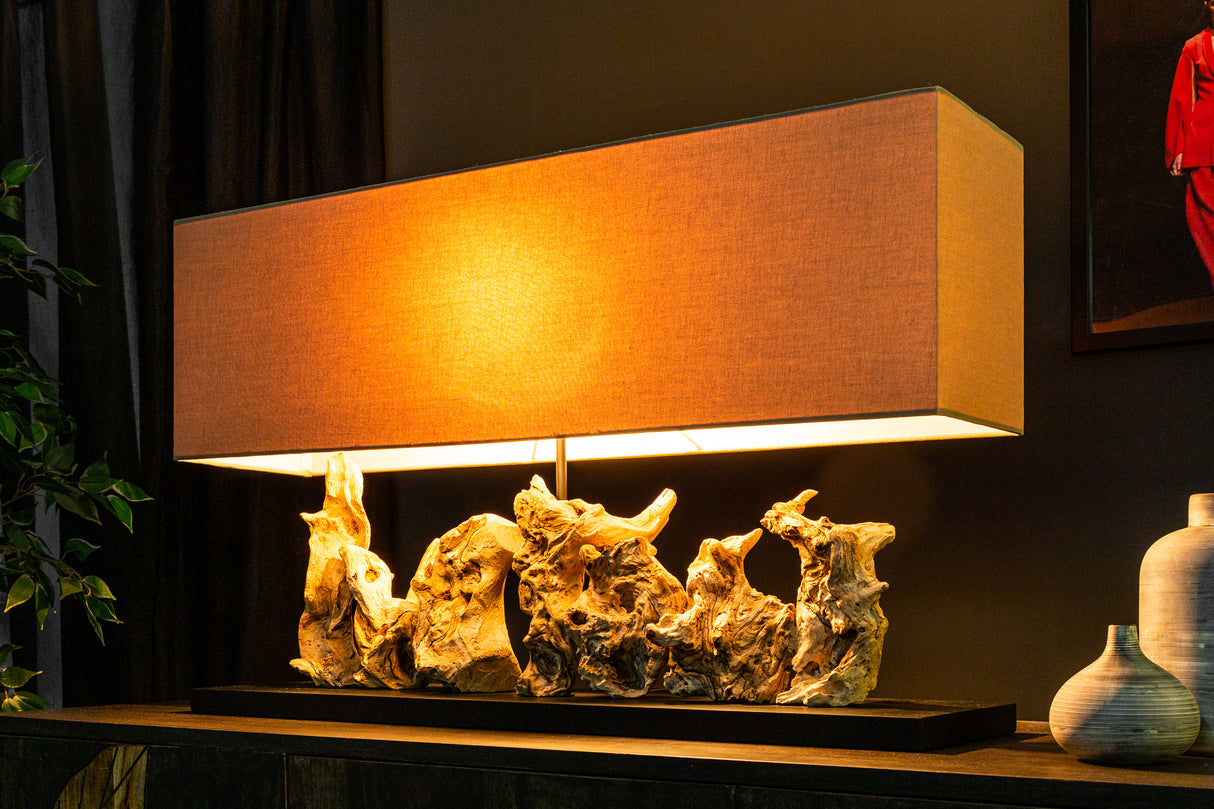 Table lamp PURE UNIQUE 80cm driftwood linen shade beige