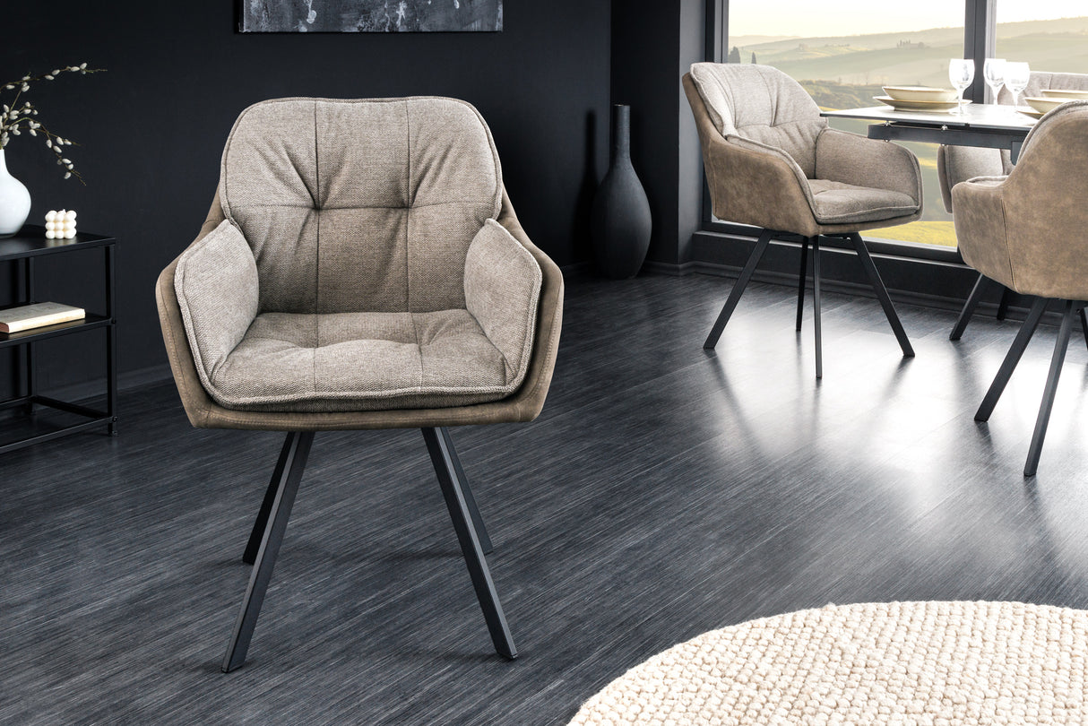 Swivel chair LOUNGER 180° with armrests microfibre vintage taupe