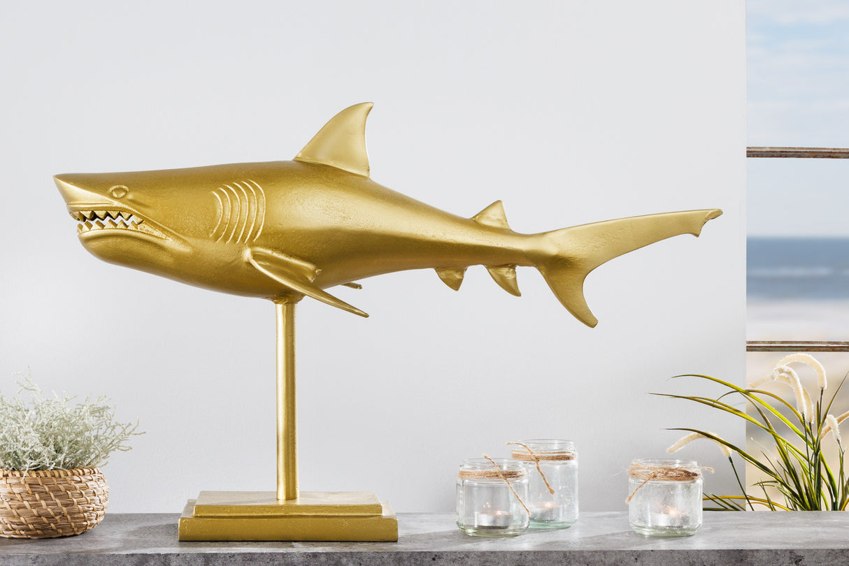 Deko Skulptur HAI 70cm gold